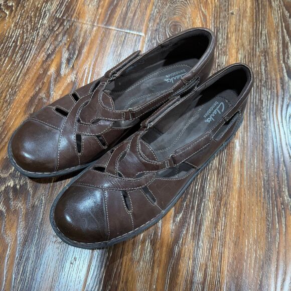 Clark’s Size 12 Women’s Shoes Bendables Sandal Loafer Clog 12M Leather Brown - Picture 2 of 8
